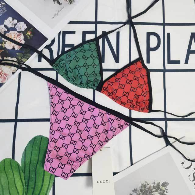 Color Block Printed Strappy Bikini