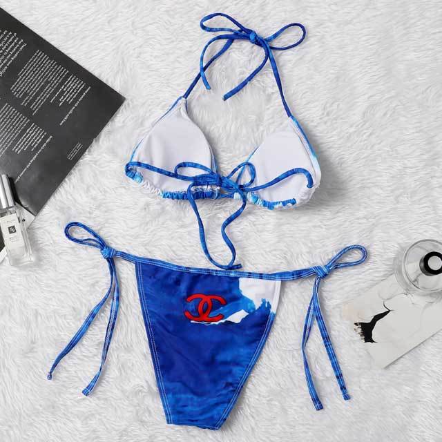 Tie Dye Strappy Bikini Swimsuit