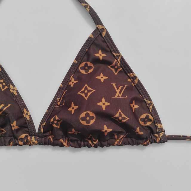 Letter Print Strappy Bikini Swimsuit