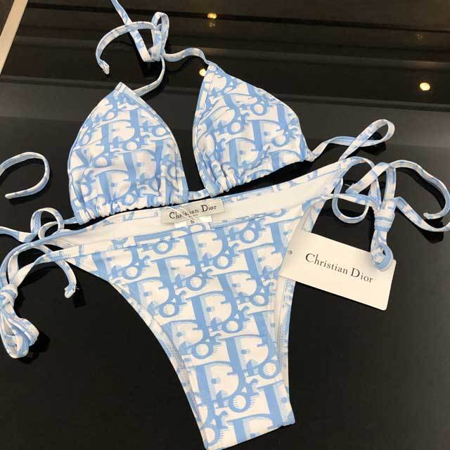 Letter Print Strappy Bikini Swimwear