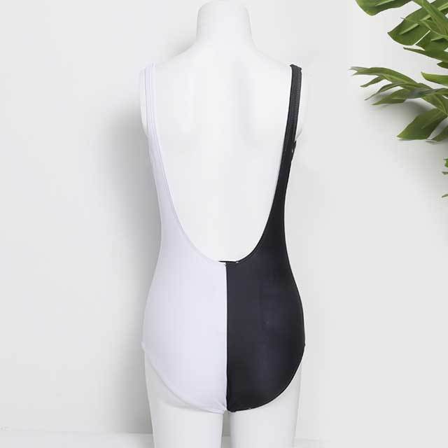 Color Block Backless One Piece