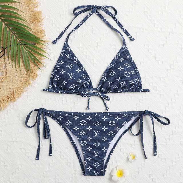 Printed Strappy Bikini Swimsuit