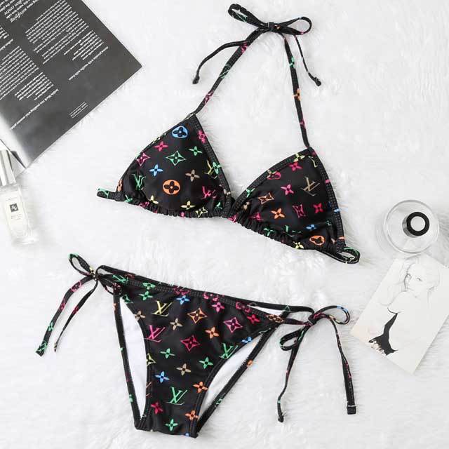 Printed Strappy Bikini Swimsuit