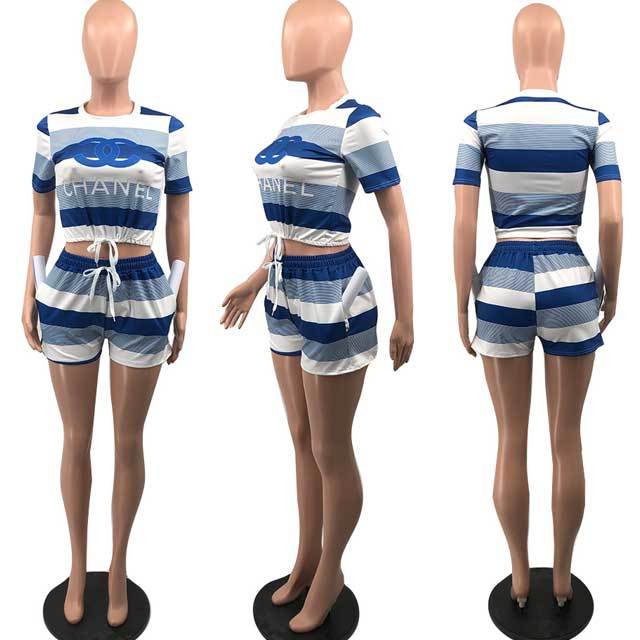 Striped Casual Short Set