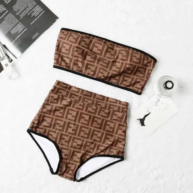 Letter Print Fashion Bandeau Bikini