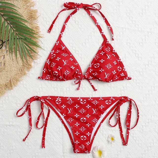 Printed Strappy Bikini Swimsuit