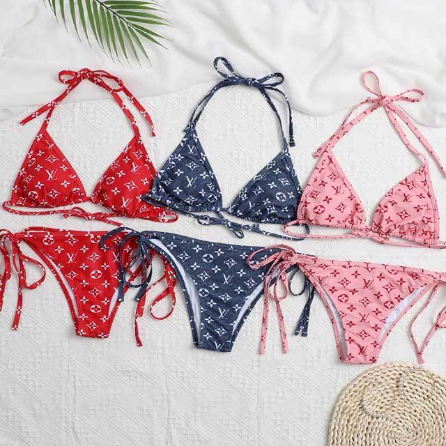 Printed Strappy Bikini Swimsuit