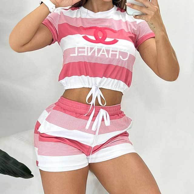 Striped Casual Short Set