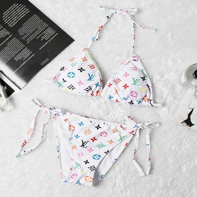 Printed Strappy Bikini Swimsuit