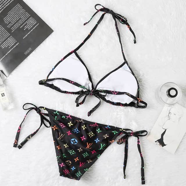 Printed Strappy Bikini Swimsuit