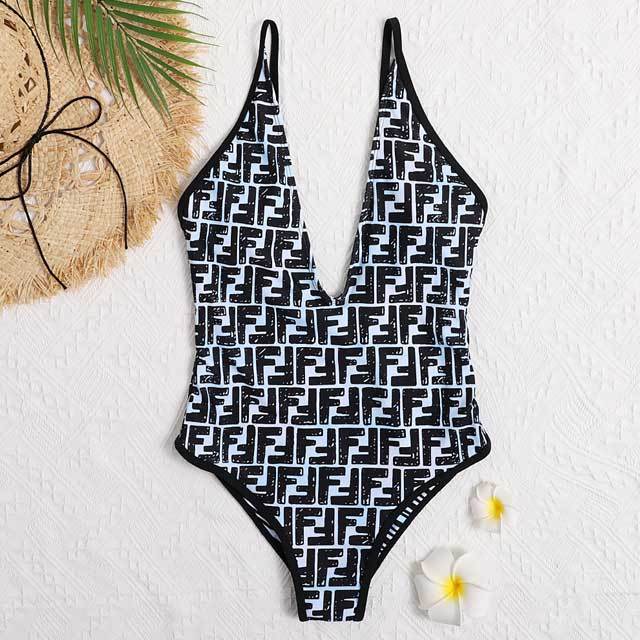 Letter Print Backless Swimsuit