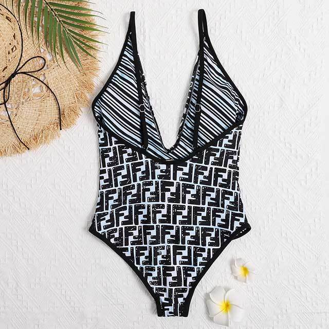 Letter Print Backless Swimsuit