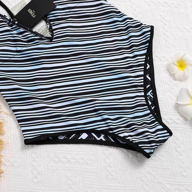 Letter Print Backless Swimsuit
