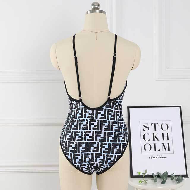 Letter Print Backless Swimsuit
