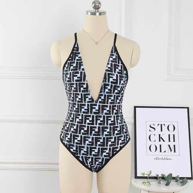Letter Print Backless Swimsuit