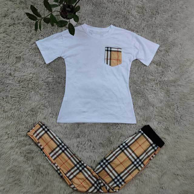 Plaid Print Short Sleeve Tracksuit Set