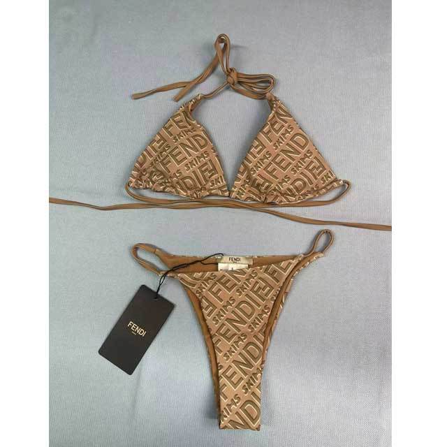 Letter Print Strappy Bikini