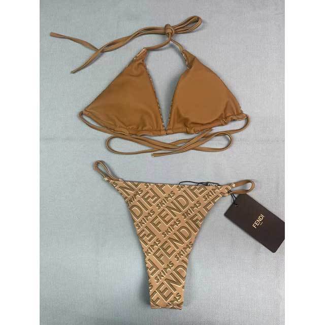 Letter Print Strappy Bikini