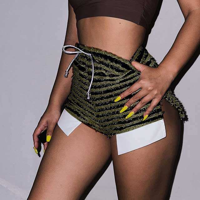 Knit Striped Drawstring Shorts