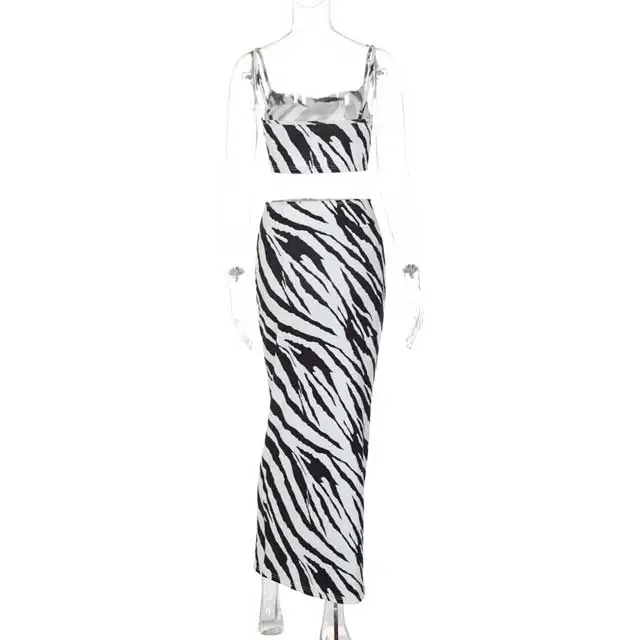 Zebra Print Maxi Skirt Set