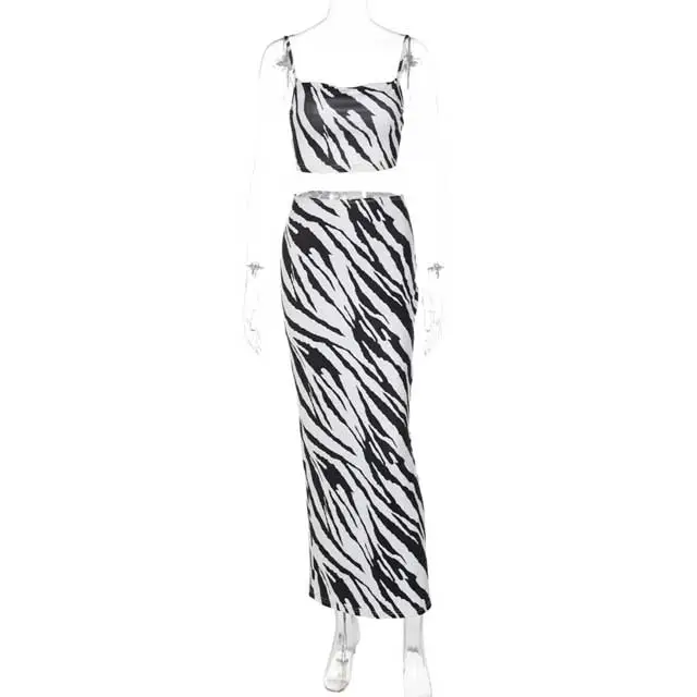 Zebra Print Maxi Skirt Set