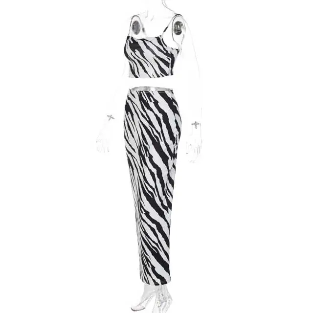 Zebra Print Maxi Skirt Set