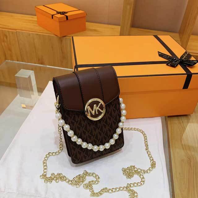 Chain Pearl Leather Mobile Phone Bag