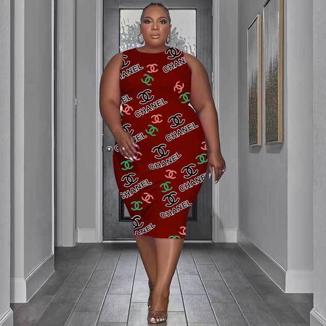 Plus Size Printed Bodycon Dress