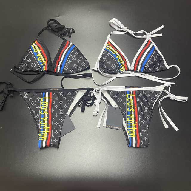 Striped Strappy Bikini Set