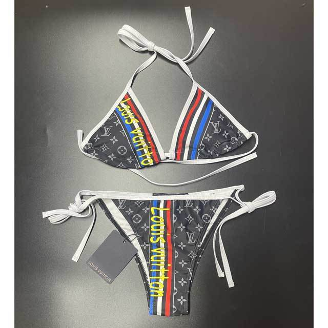 Striped Strappy Bikini Set