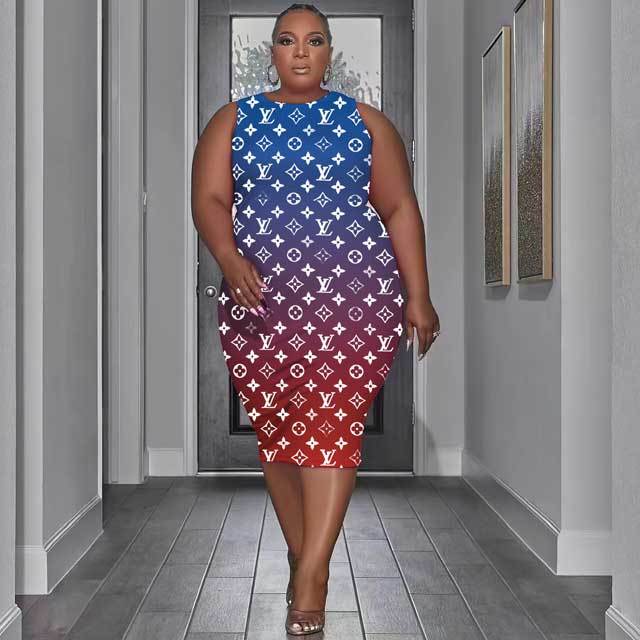 Plus Size Printed Bodycon Dress