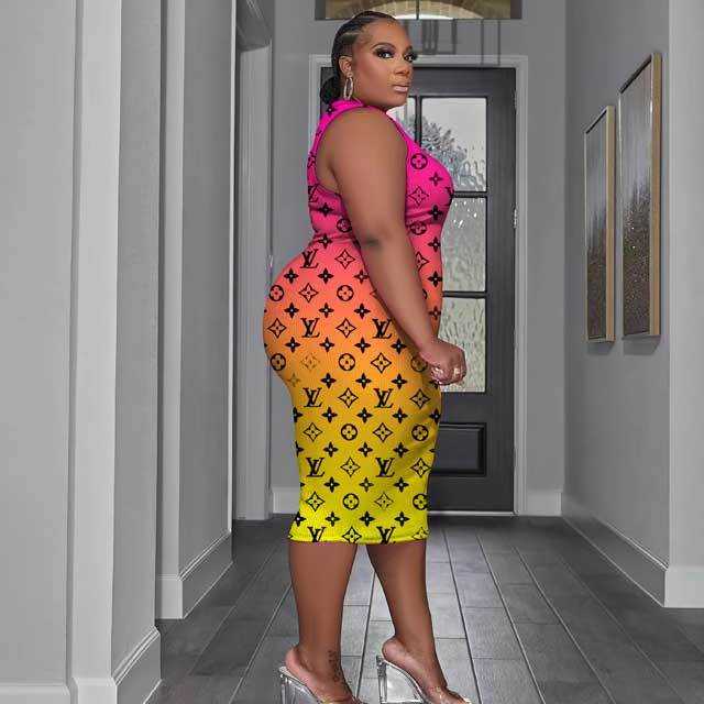 Plus Size Printed Bodycon Dress