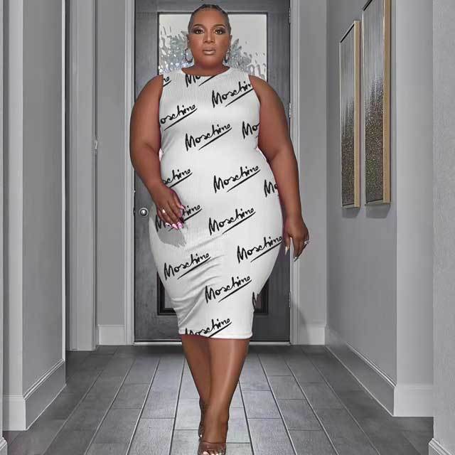 Plus Size Printed Bodycon Dress