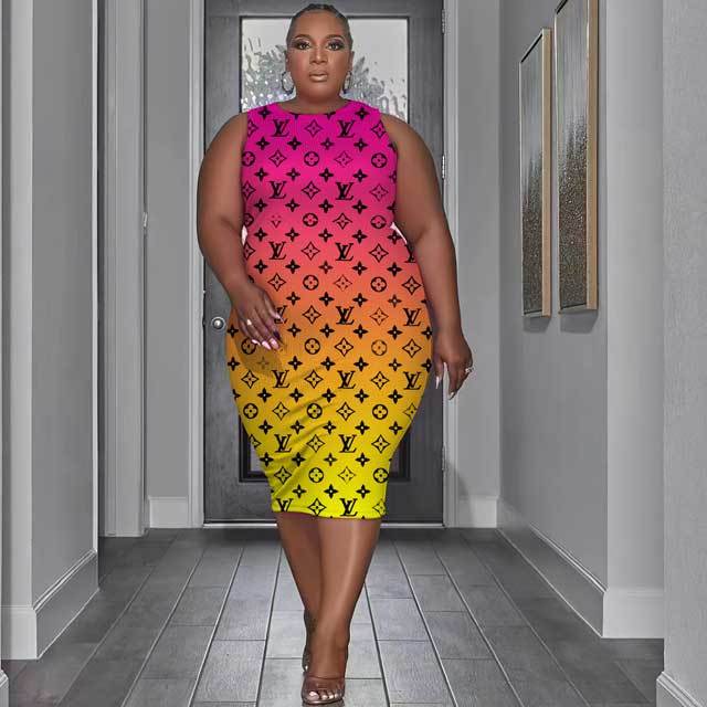 Plus Size Printed Bodycon Dress