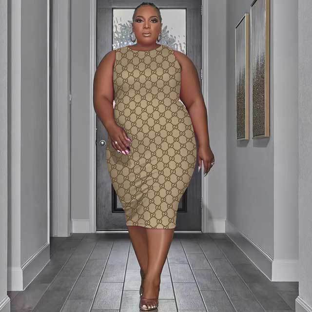 Plus Size Printed Bodycon Dress