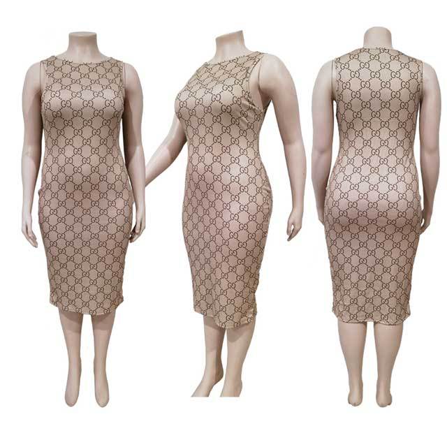 Plus Size Printed Bodycon Dress