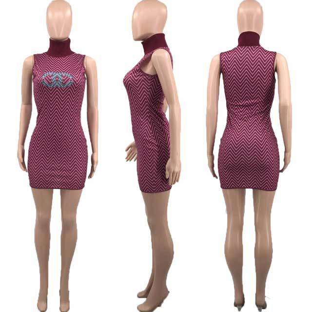 Printed High Neck Sleeveless Dress