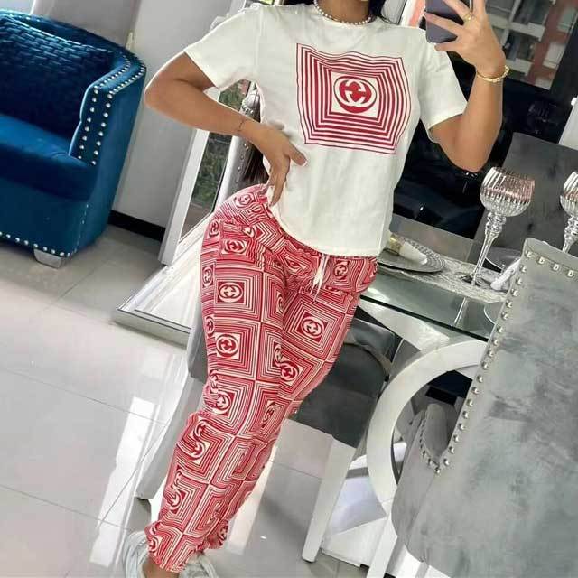 Printed Short Sleeve Jogger Set