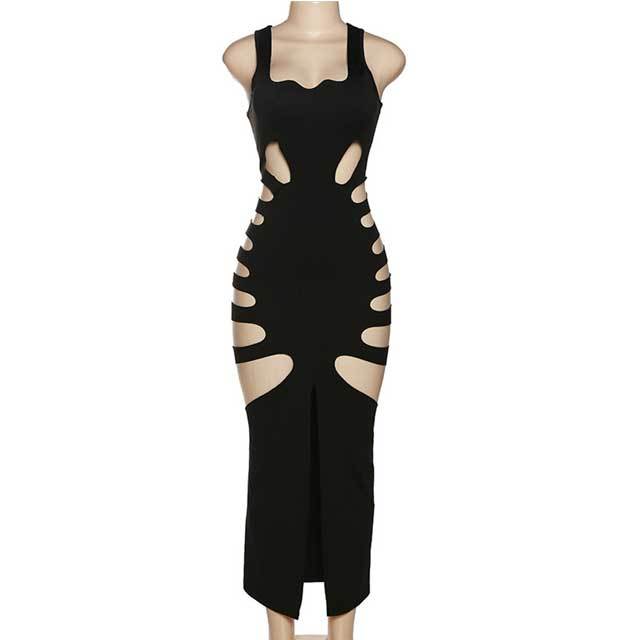 Hollow Out Slit Maxi Dress