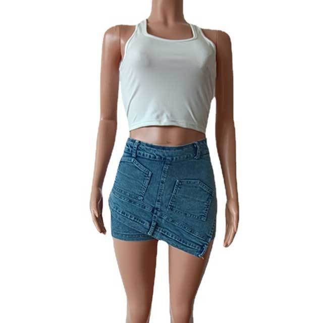 Zipper Cargo Denim Shorts