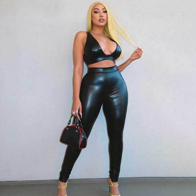 Leather Skinny Pants Set