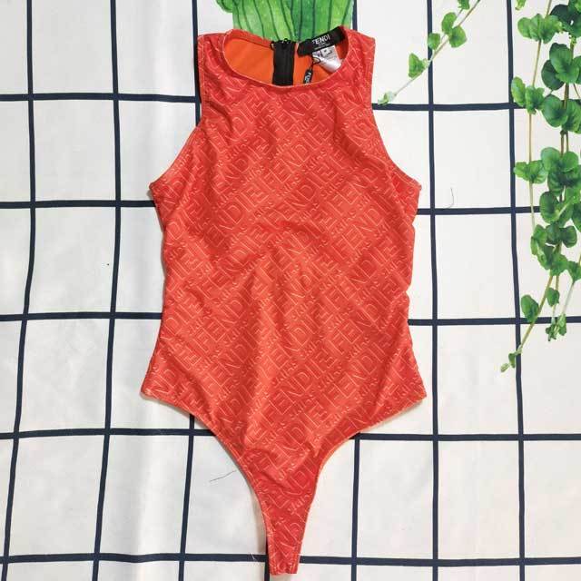 Letter Print Sleeveless Bodysuit Swimwear