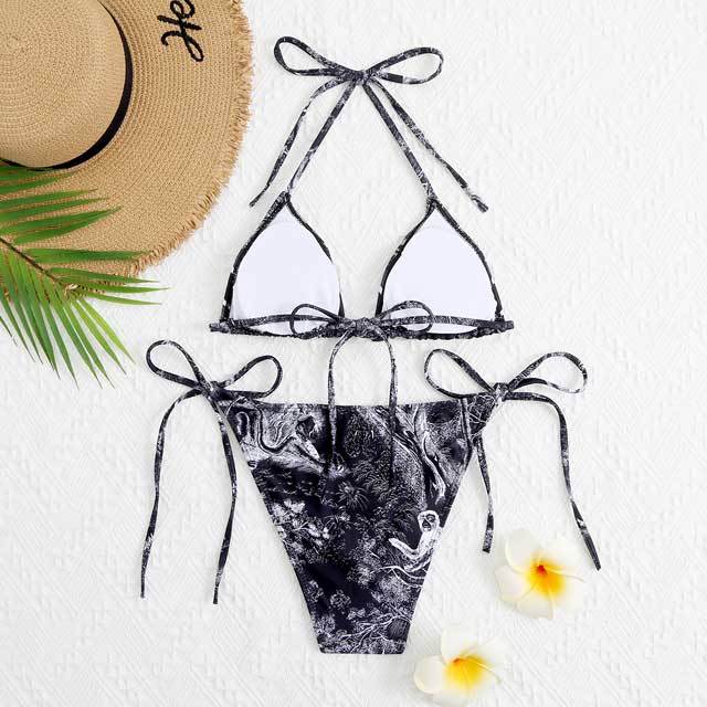 Chic Print Strappy Bikini Set