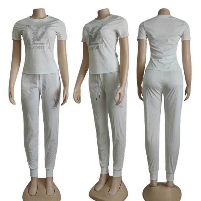 Rhinestones Short Sleeve Tracksuit Set