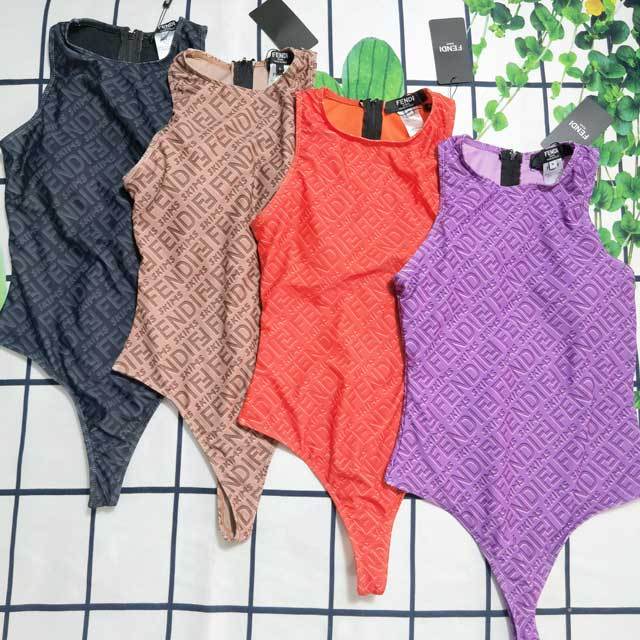 Letter Print Sleeveless Bodysuit Swimwear