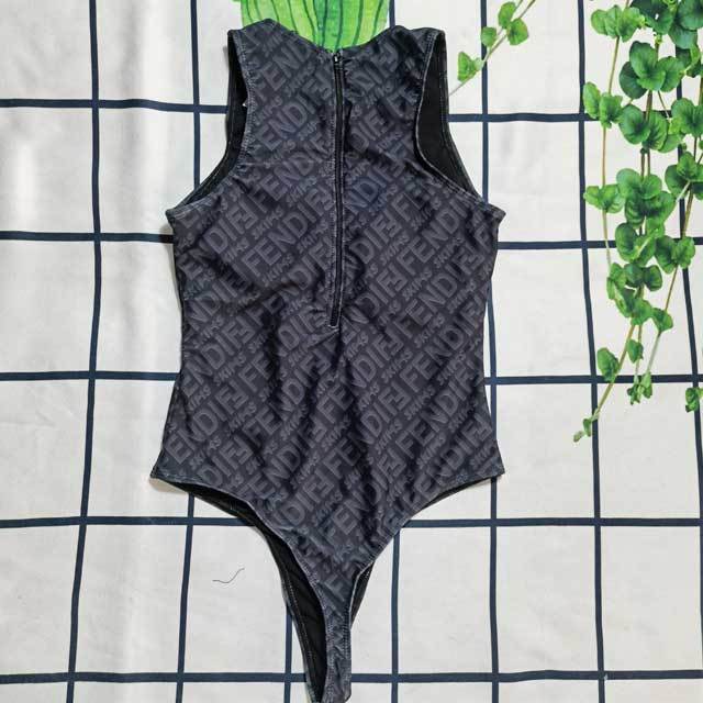 Letter Print Sleeveless Bodysuit Swimwear