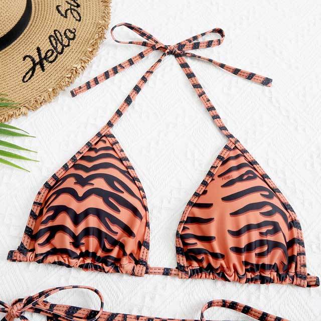 Zebra Print Strappy Bikini Swimsuit