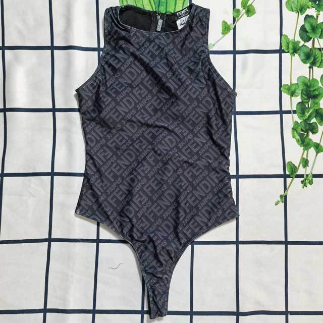 Letter Print Sleeveless Bodysuit Swimwear