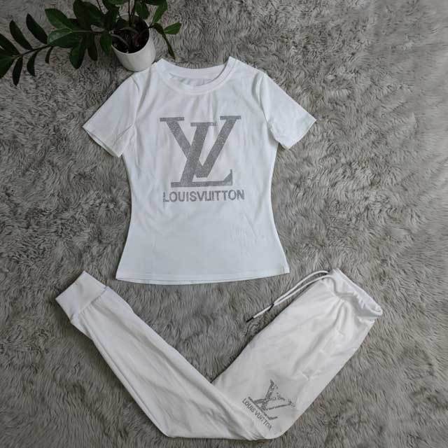 Rhinestones Short Sleeve Tracksuit Set