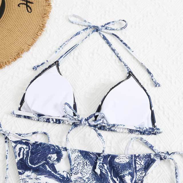 Chic Print Strappy Bikini Set